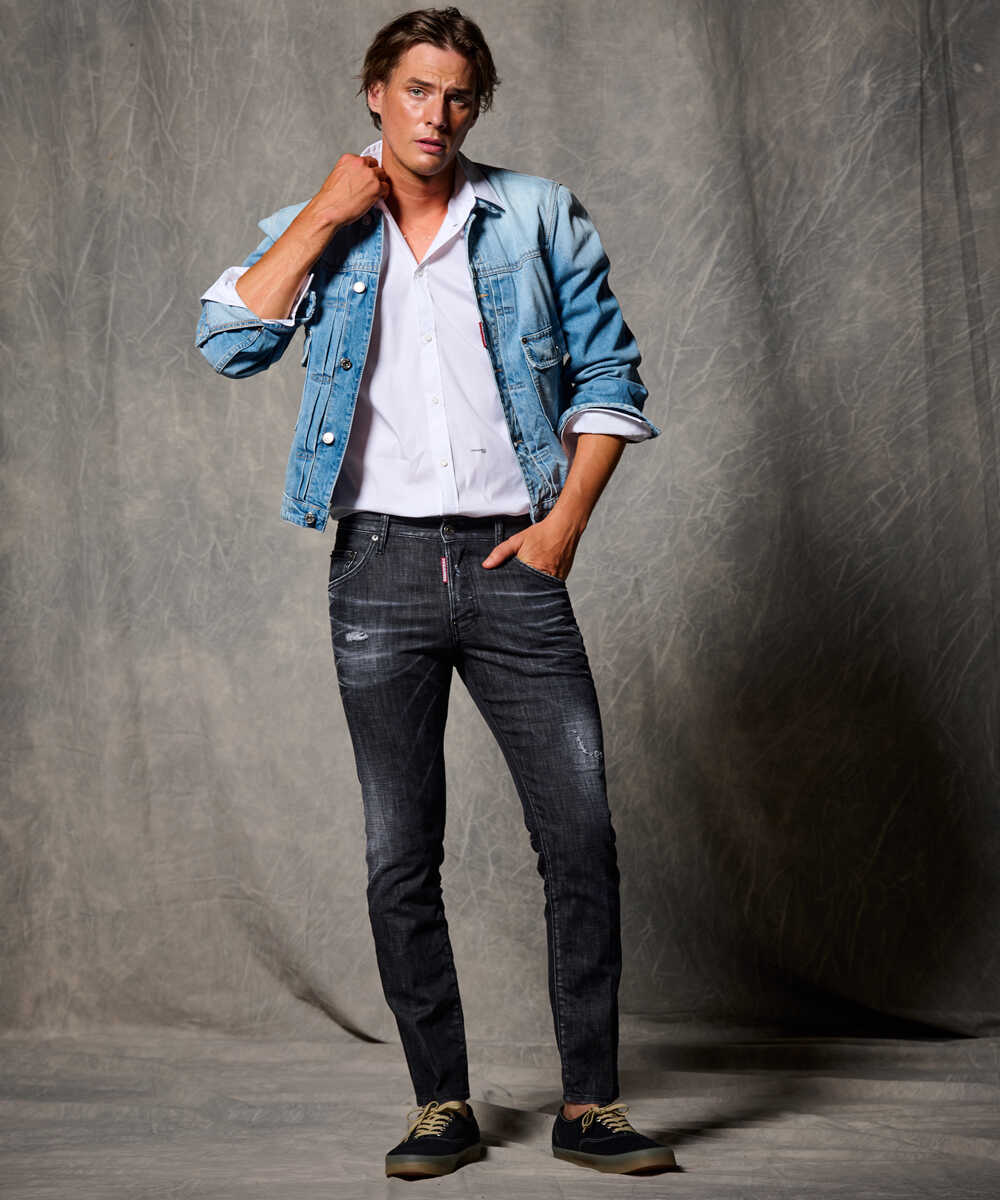 ブラックイージーウォッシュ スケーター デニムパンツ