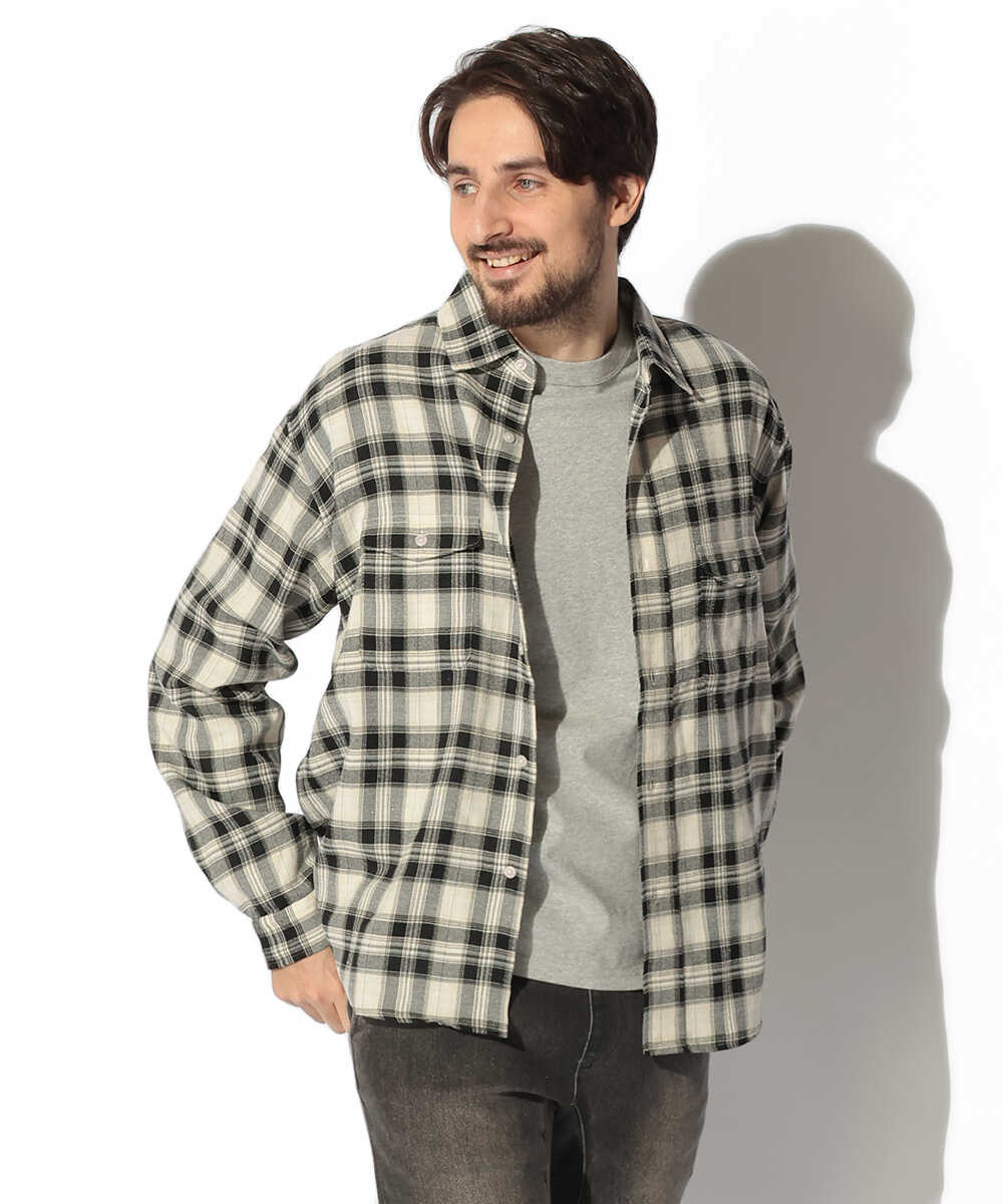 限定 ダブルポケット チェックシャツ