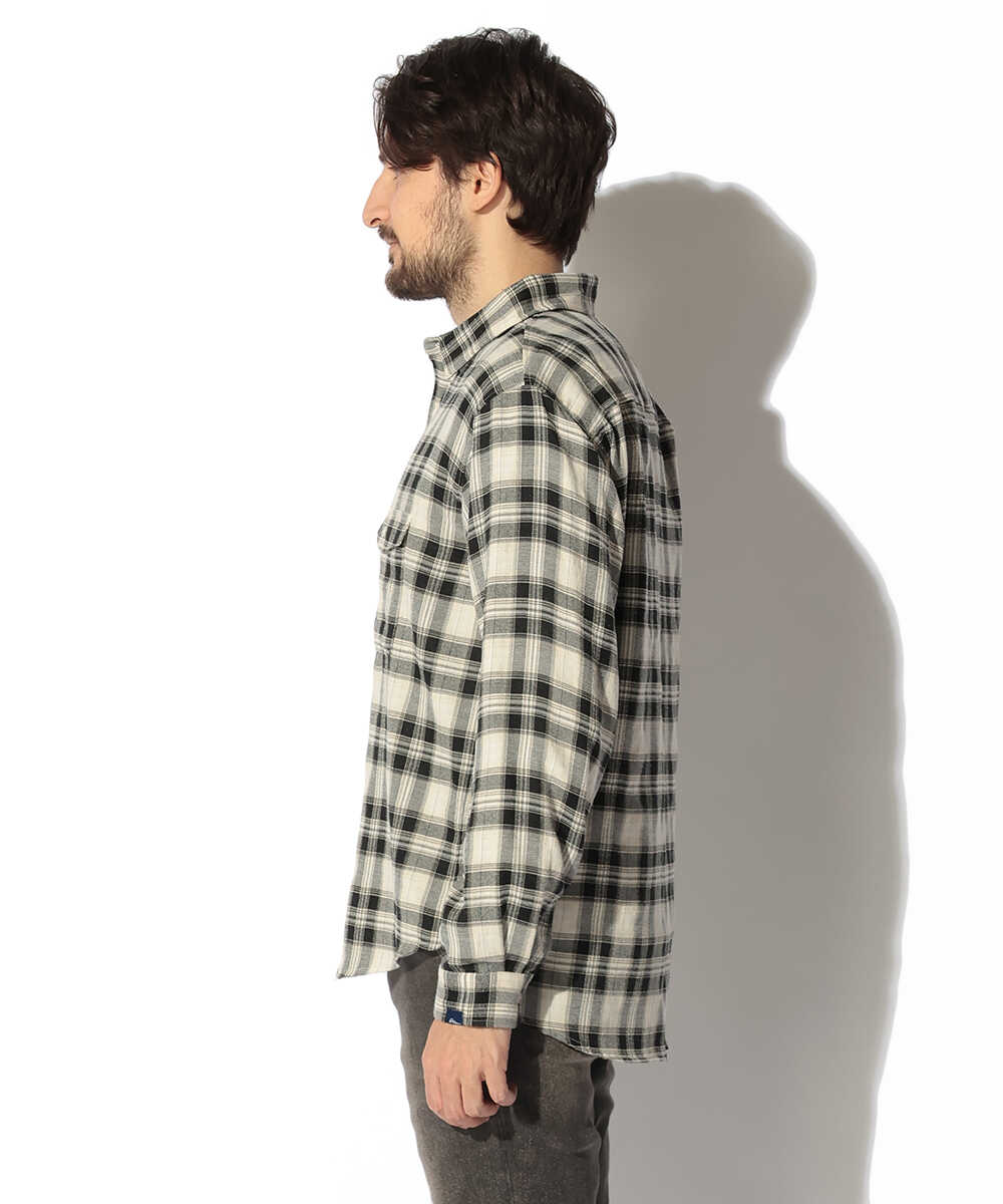 限定 ダブルポケット チェックシャツ