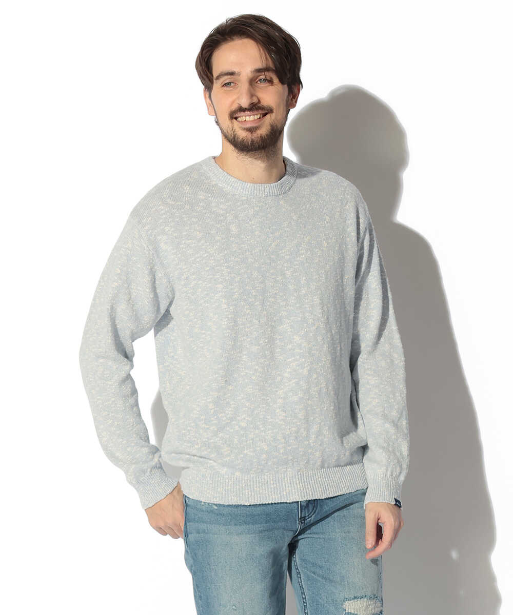 限定 コットンリネン メランジニット