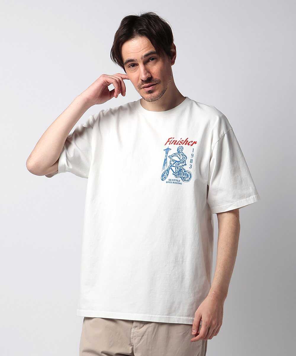 "1983 BMX" プリント ピグメントダイ リラックスTシャツ