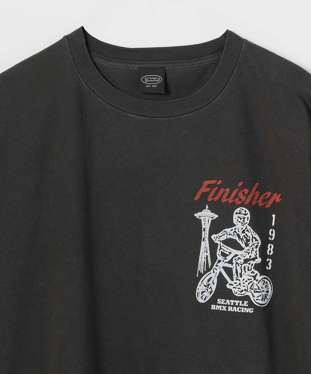 "1983 BMX" プリント ピグメントダイ リラックスTシャツ