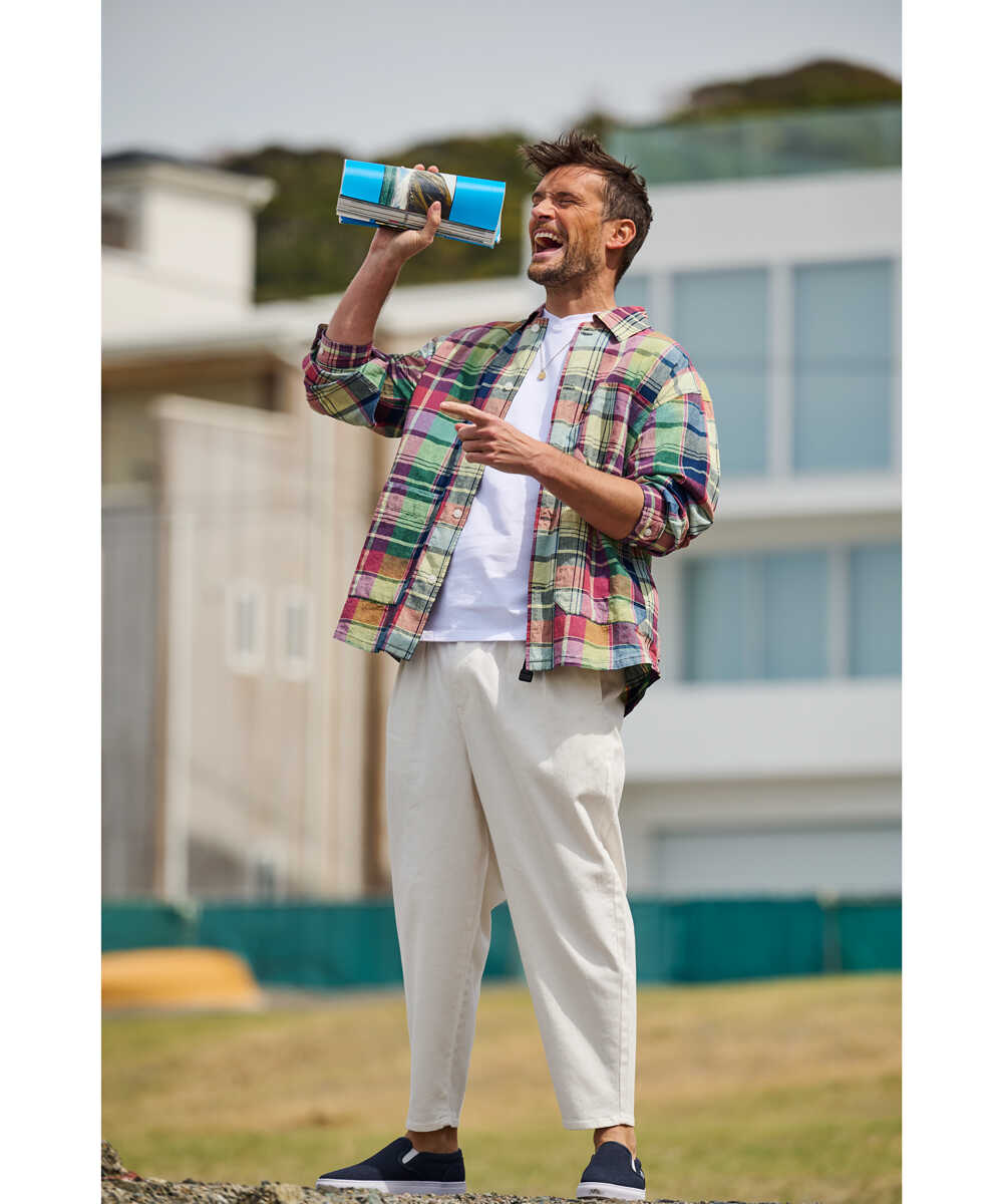 別注先行リネンブレンドイージーホワイトデニム パンツ