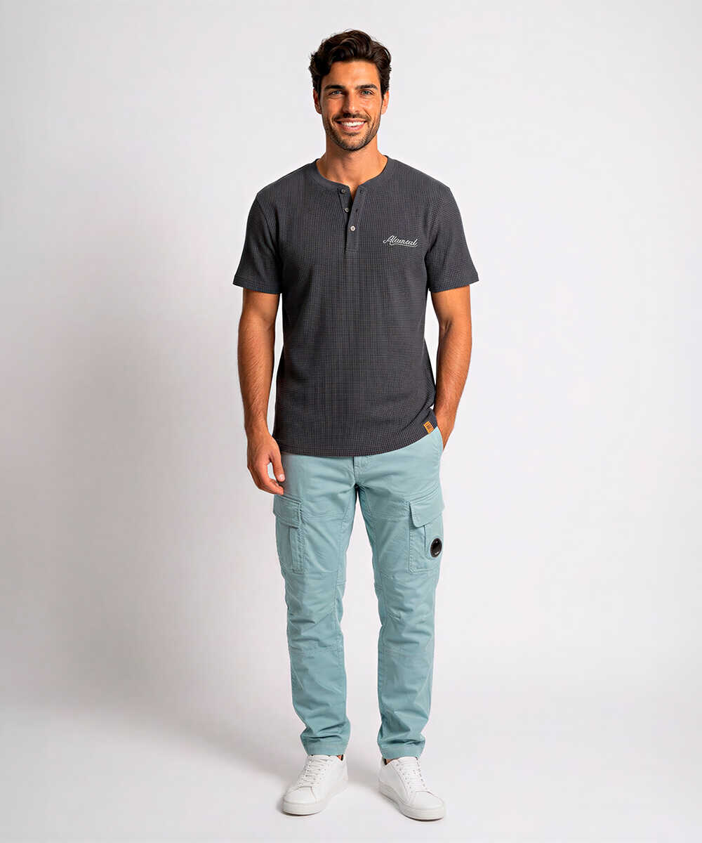 別注限定 水陸両用 ワッフルヘンリーTシャツ