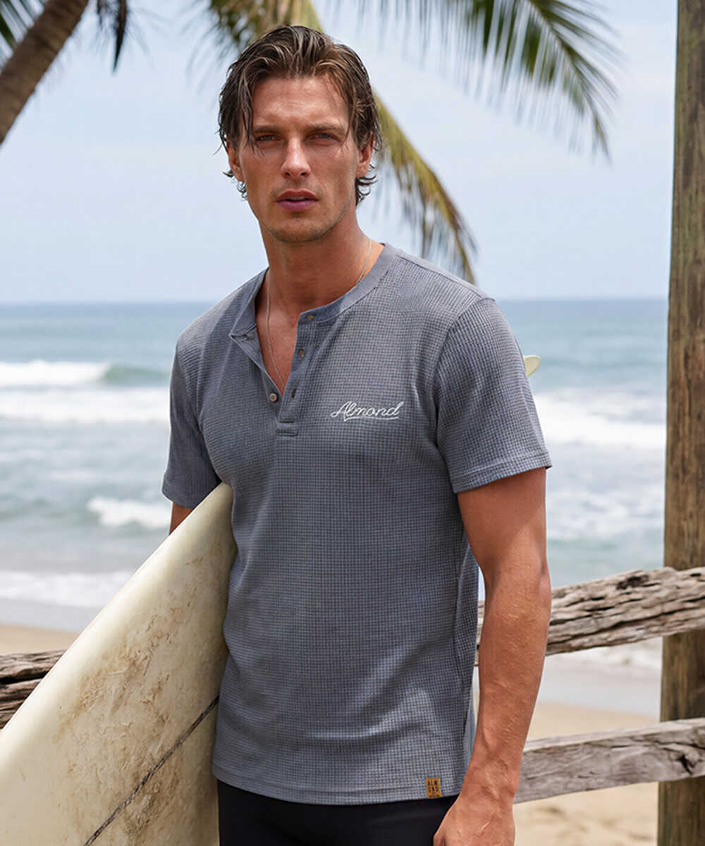 別注限定 水陸両用 ワッフルヘンリーTシャツ