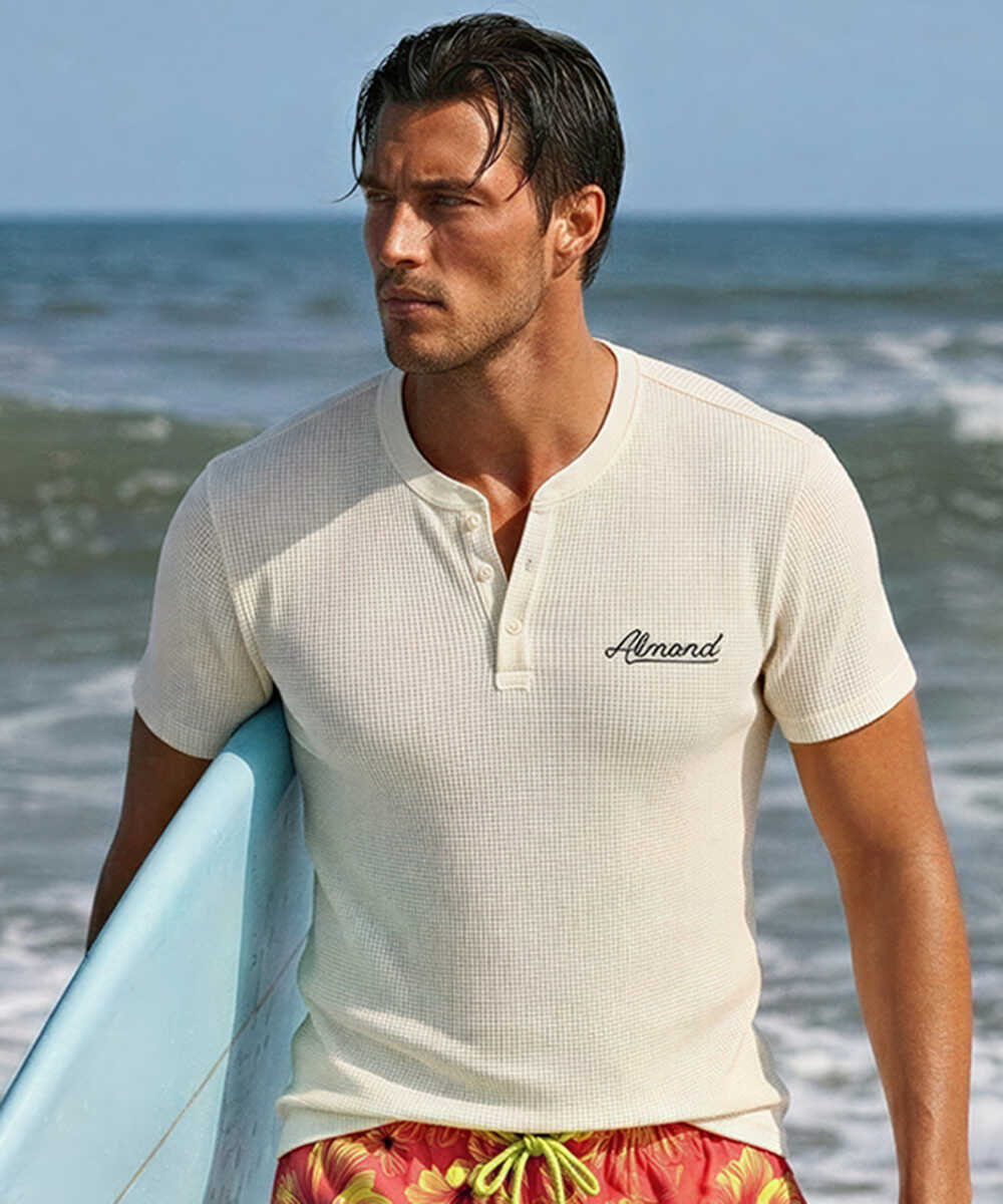 別注限定 水陸両用 ワッフルヘンリーTシャツ