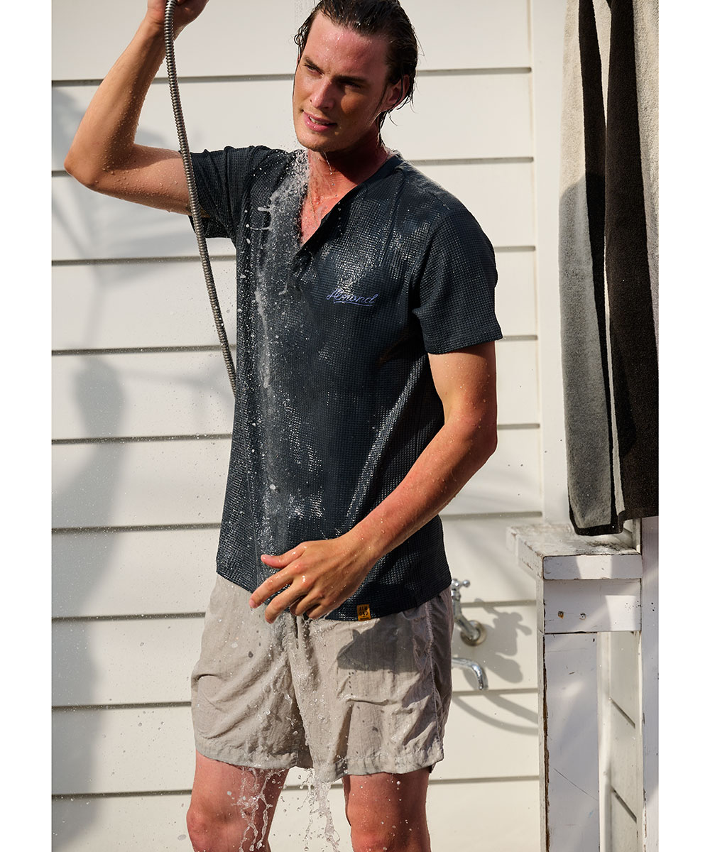 別注限定 水陸両用 ワッフルヘンリーTシャツ