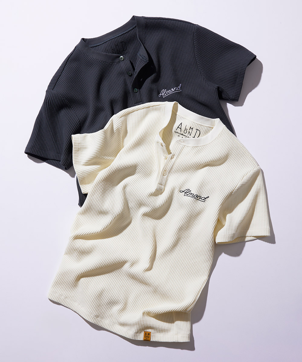 別注限定 水陸両用 ワッフルヘンリーTシャツ