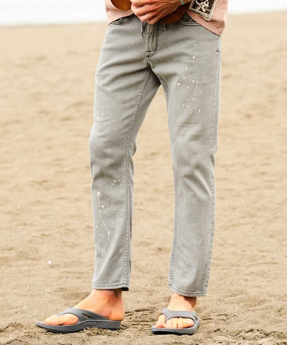 別注限定 ペイント加工 リゾート イージーデニムパンツ