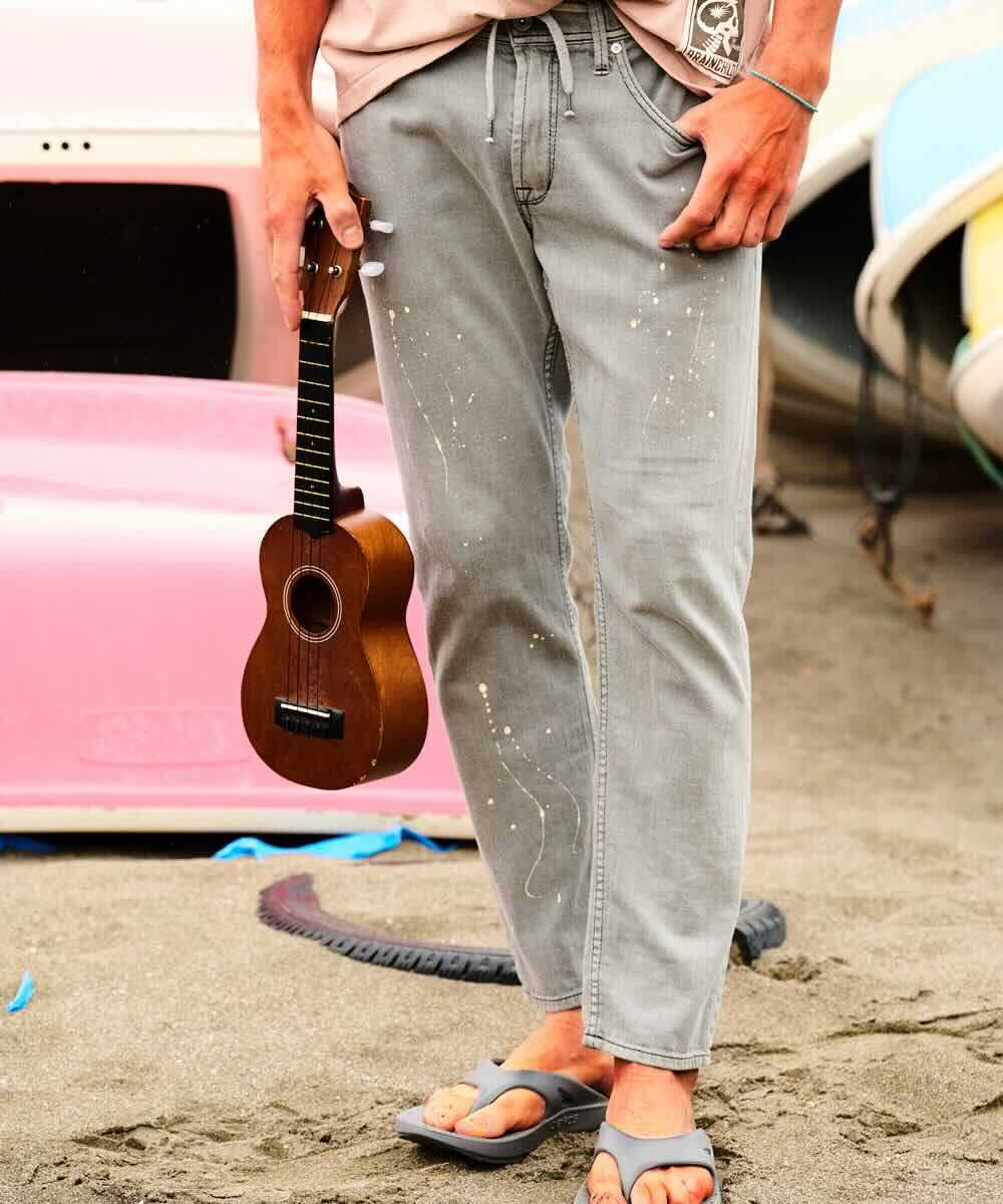 別注限定 ペイント加工 リゾート イージーデニムパンツ