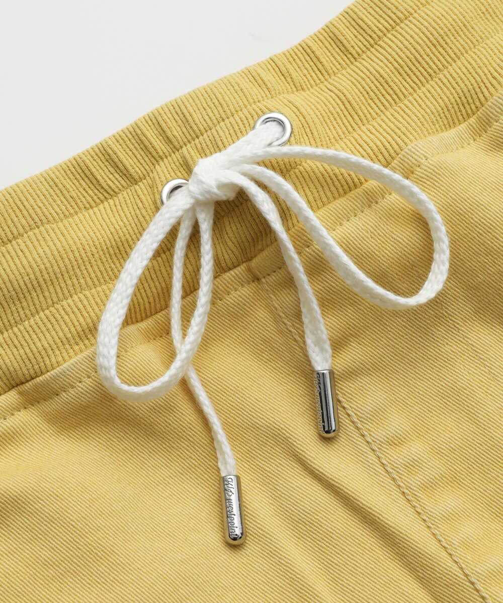 限定 リブ付き カラーデニム風 イージーパンツ