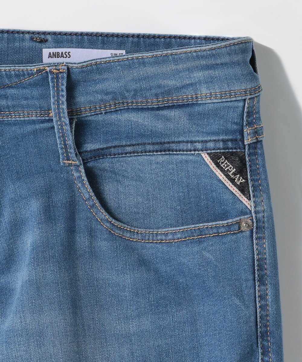 スリムフィット ANBASS インディゴ パワーストレッチ デニムパンツ