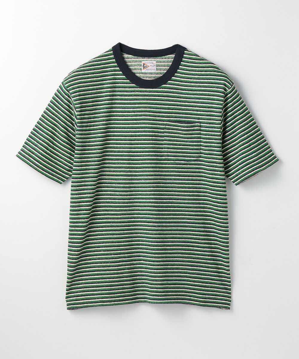 リサイクル マルチボーダー ポケットTシャツ