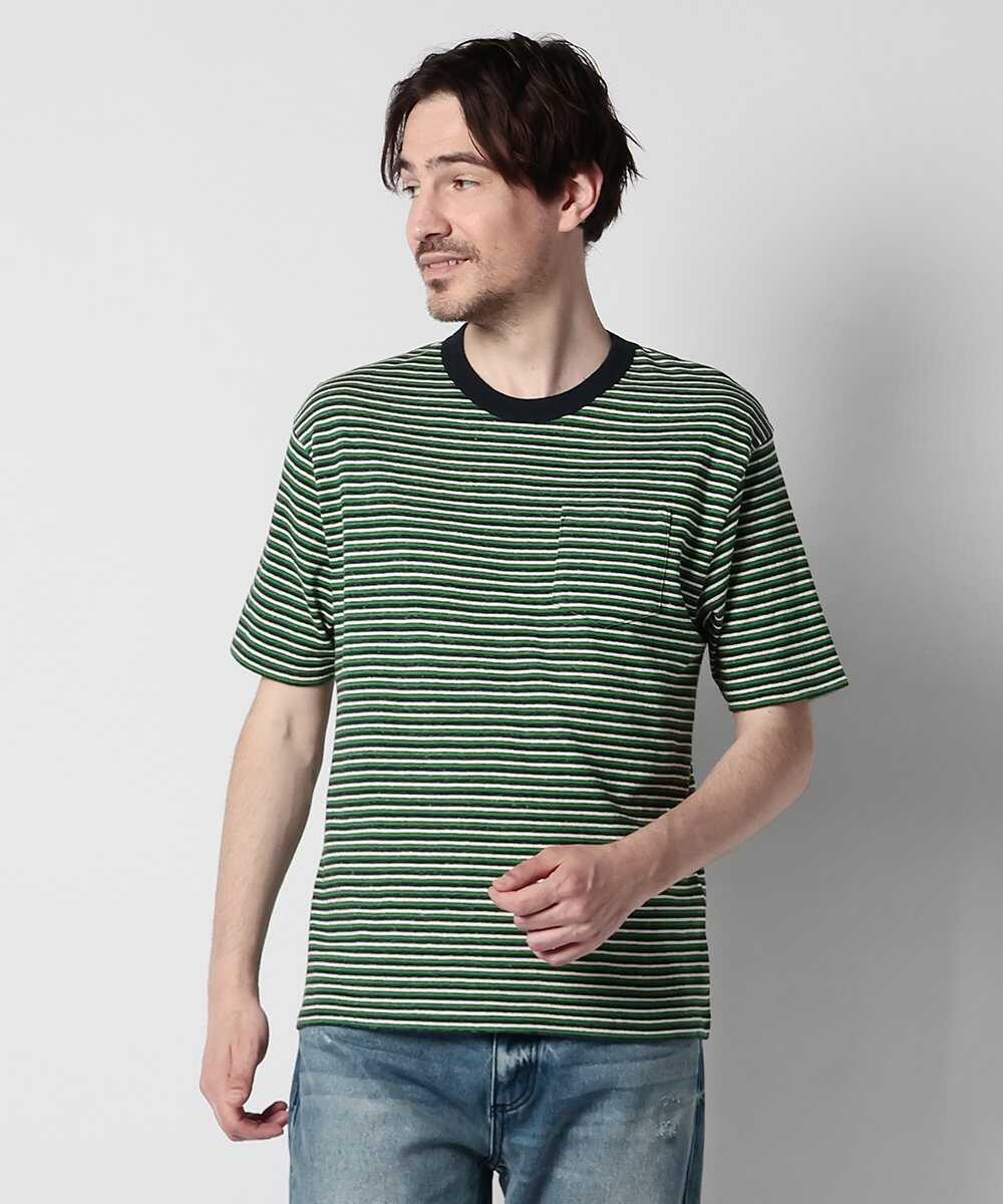 リサイクル マルチボーダー ポケットTシャツ