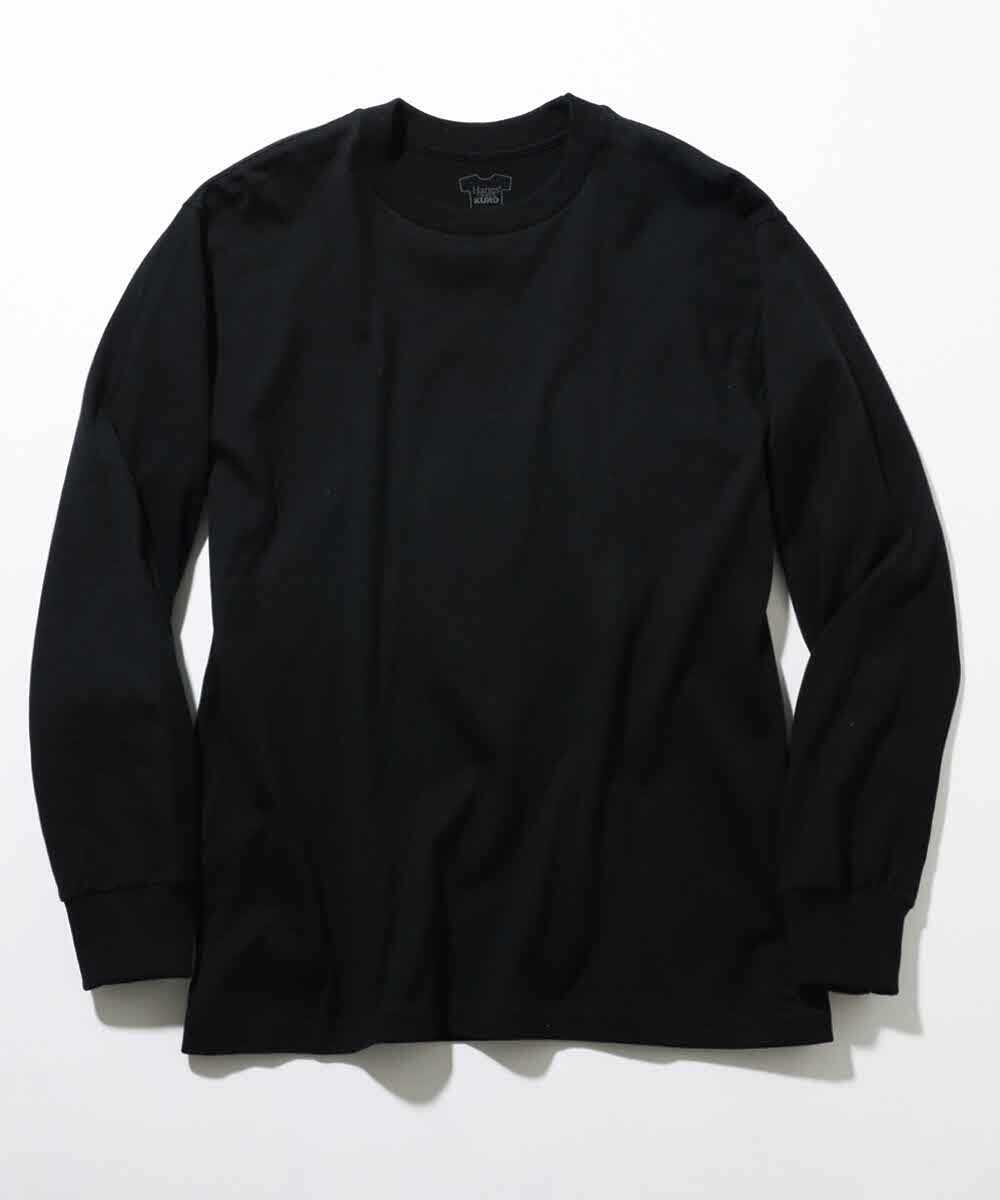 1P Hanes T-SHIRTS KURO/クロ クルーネックロンT