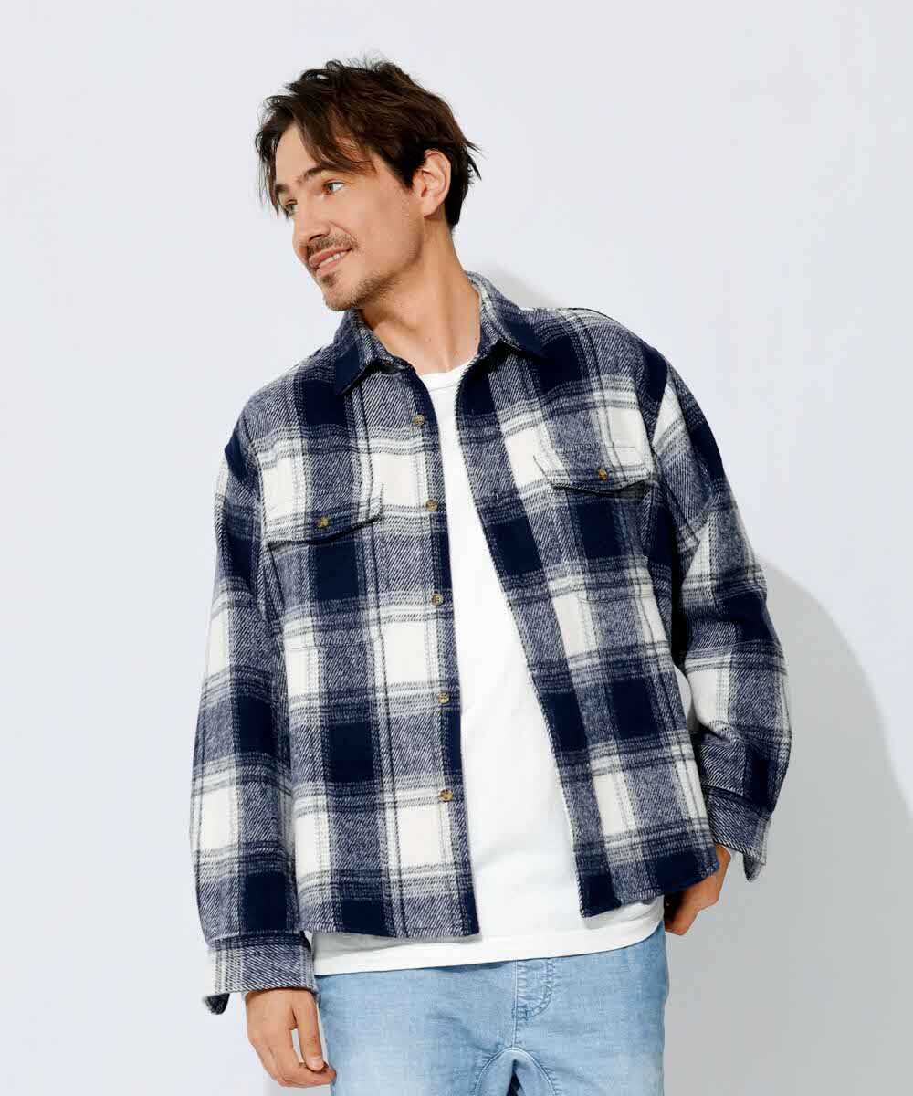 限定 ふんわり起毛チェックシャツ