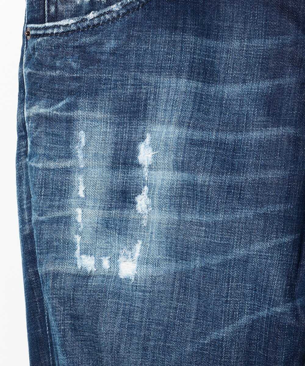 ウォッシュ加工 トラックデニムパンツ
