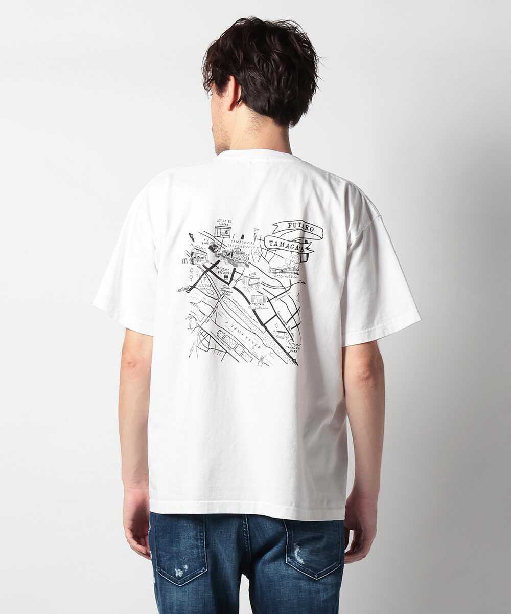 NIKOTAMA / 二子玉川 バックプリント マップTシャツ