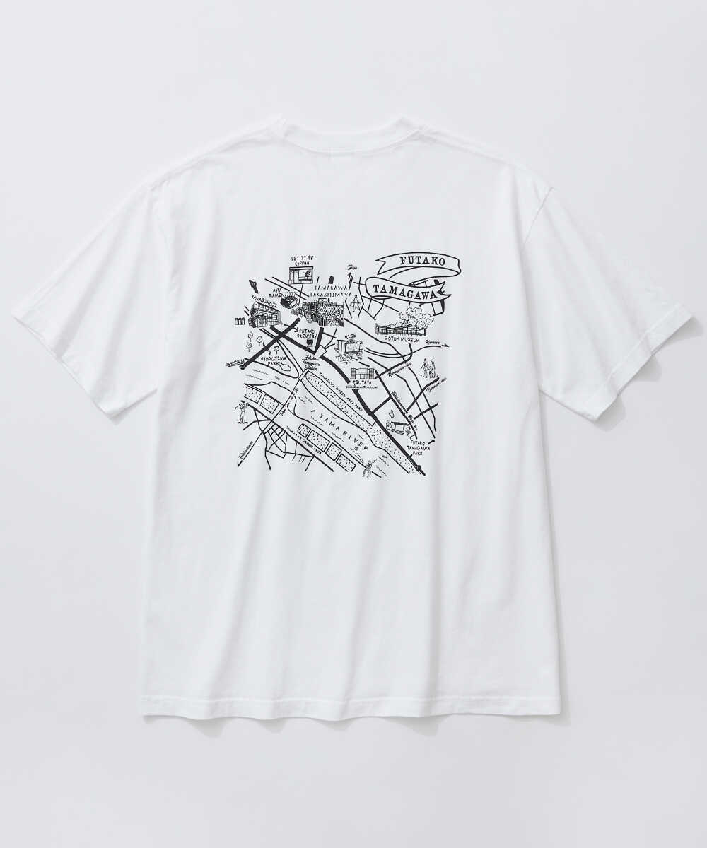 NIKOTAMA / 二子玉川 バックプリント マップTシャツ