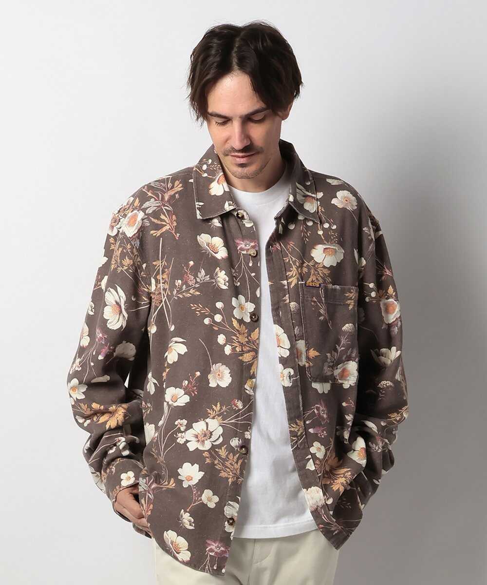 総柄フラワープリントシャツ
