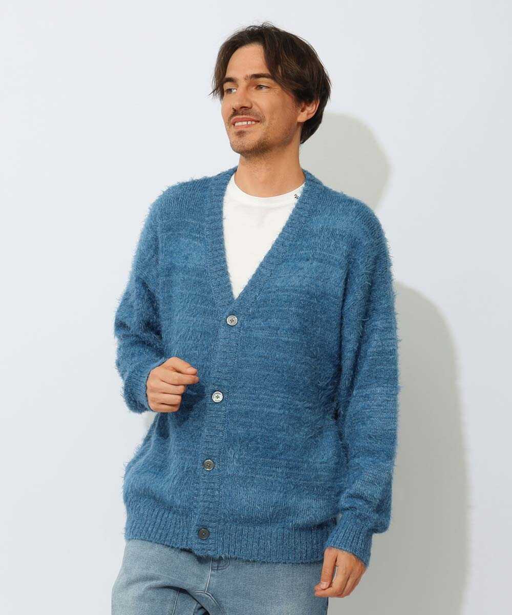 シャギー ニットカーディガン