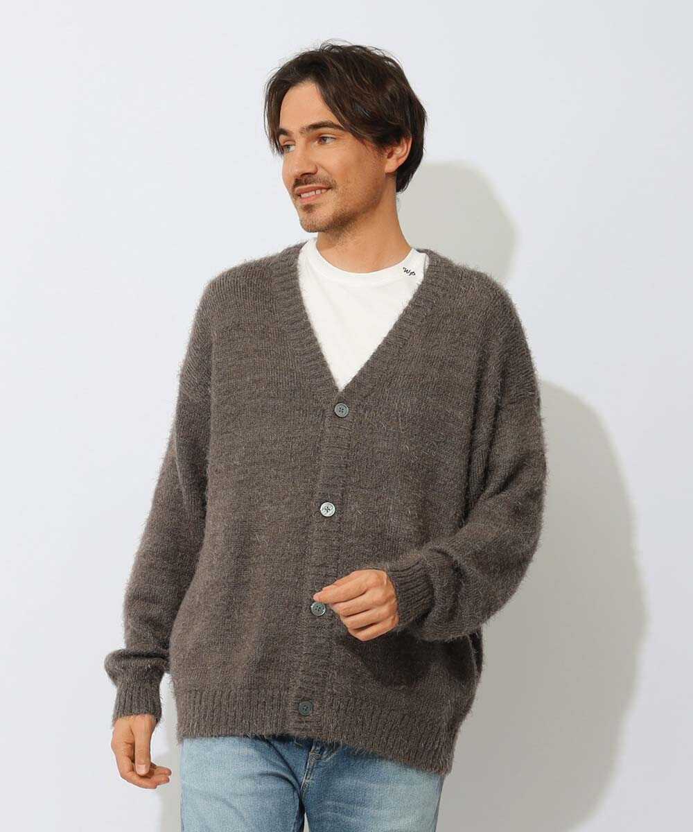 シャギー ニットカーディガン