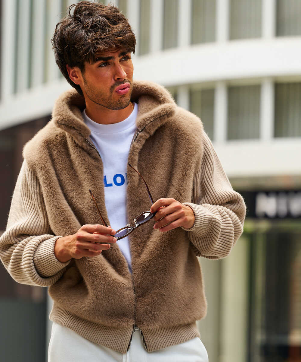 別注先行 ファーコンビドライバーズニット