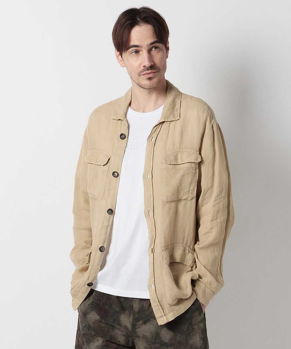 ガーメントダイ ピュアリネン サファリジャケット
