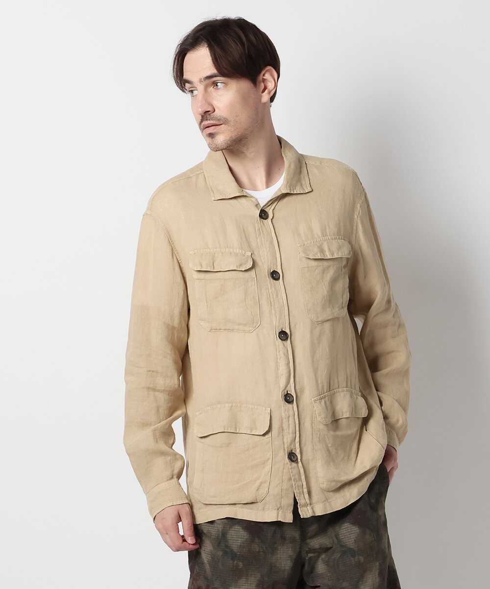 ガーメントダイ ピュアリネン サファリジャケット