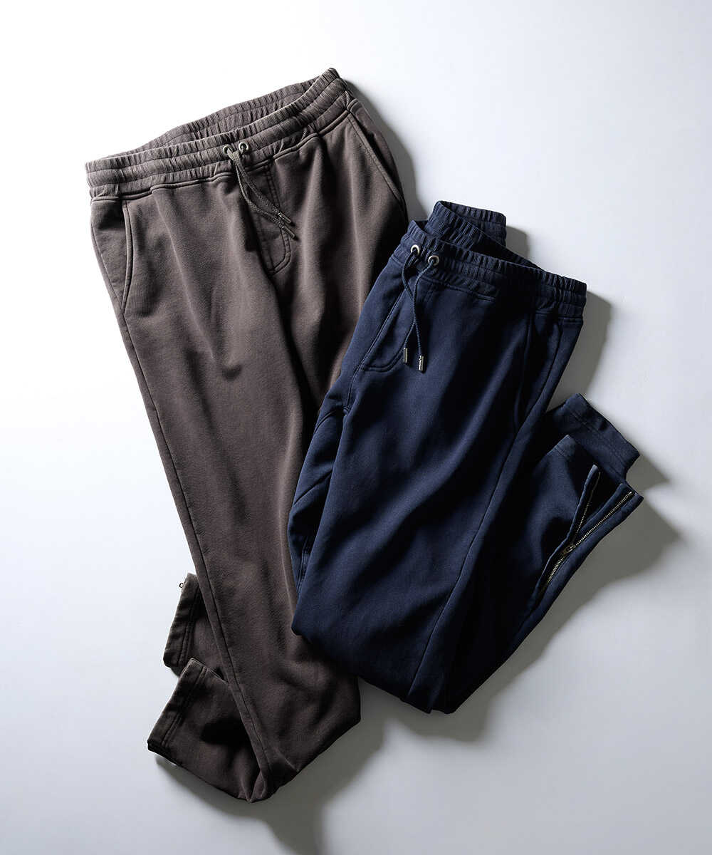限定 テイパード 裾ジップ スウェット イージーパンツ
