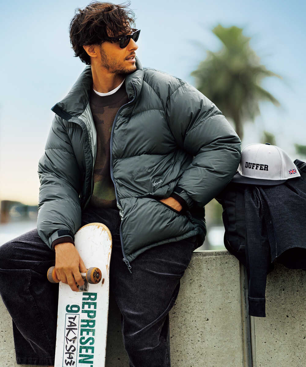 NANGA×DUFFER スタンドカラー ダウンジャケット