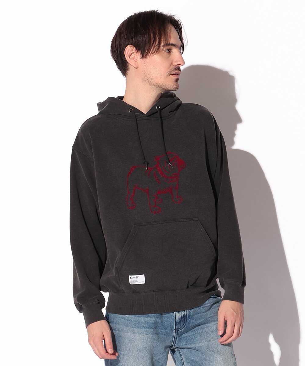 グラフィックプリント入り プルオーバーパーカ