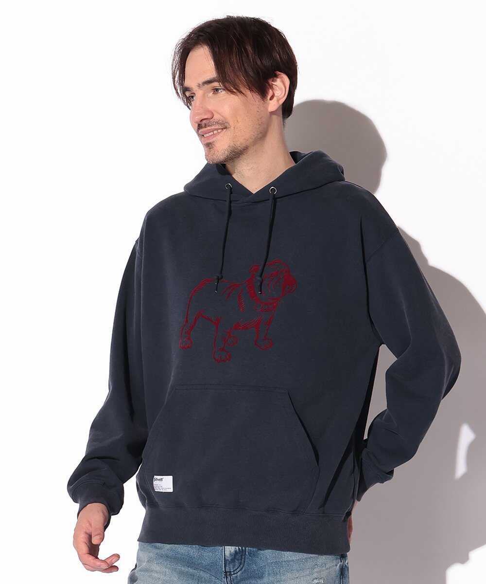 グラフィックプリント入り プルオーバーパーカ