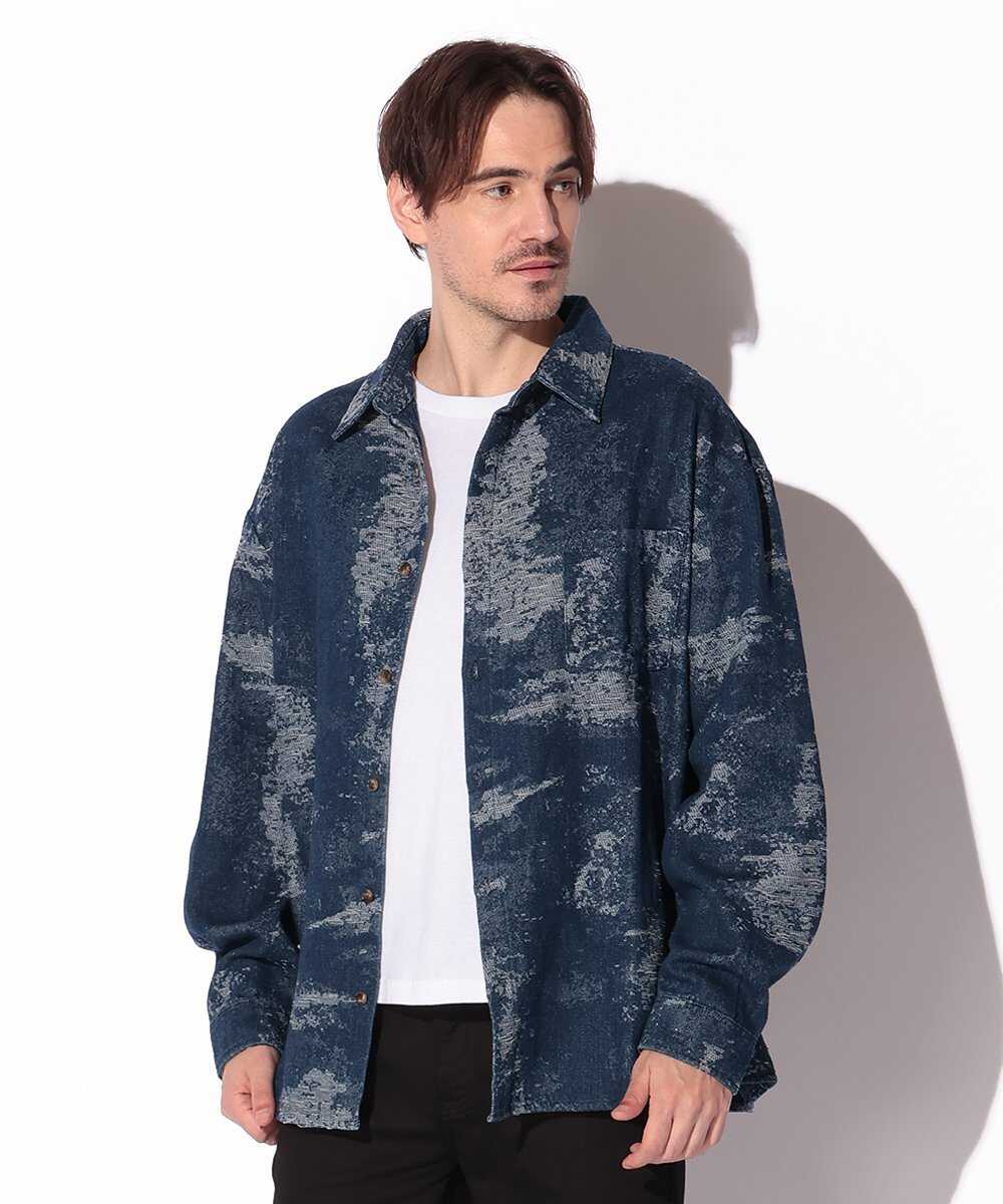 クラッシュジャガード デニムシャツジャケット