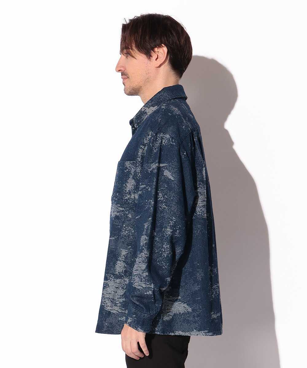 クラッシュジャガード デニムシャツジャケット