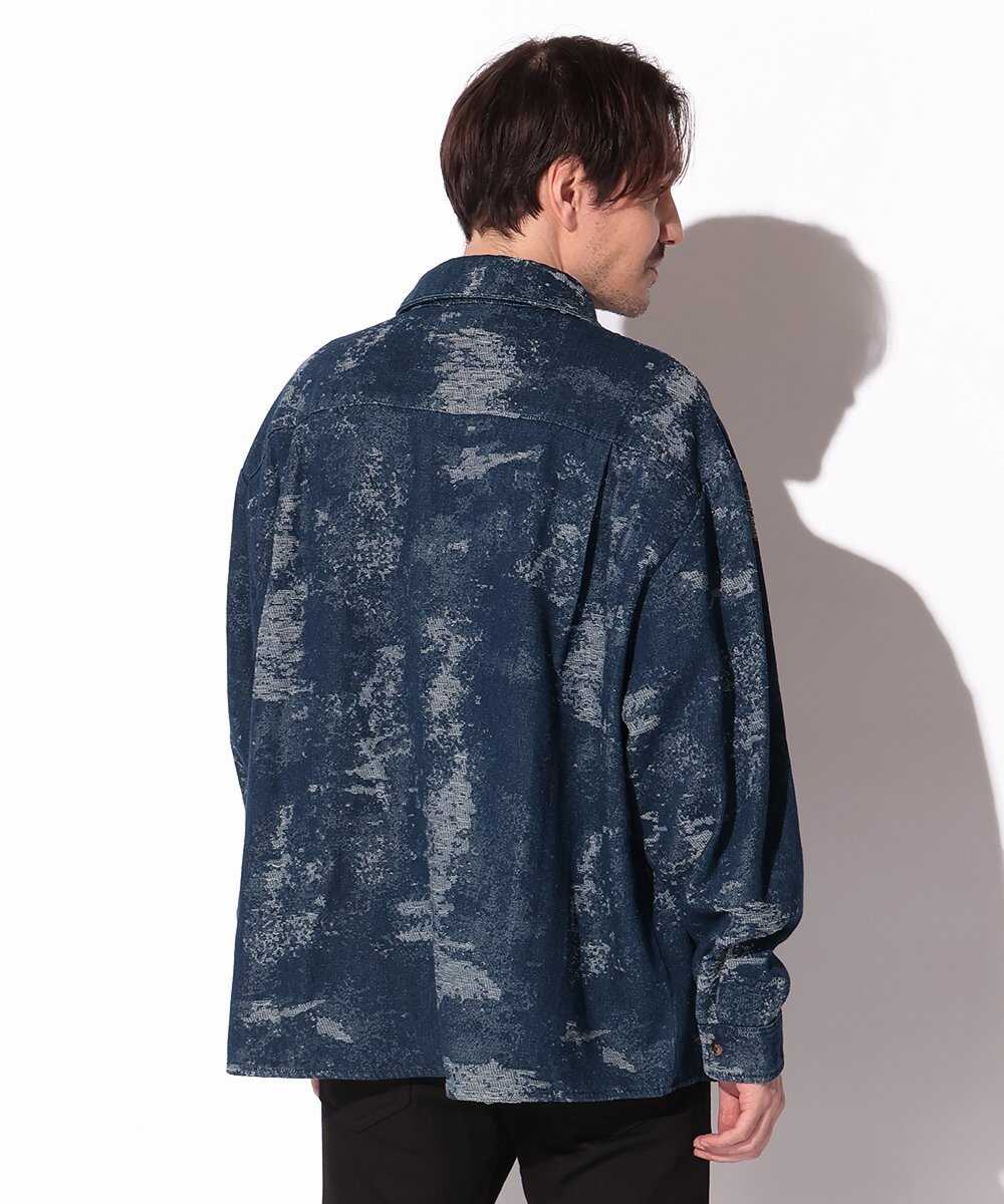 クラッシュジャガード デニムシャツジャケット