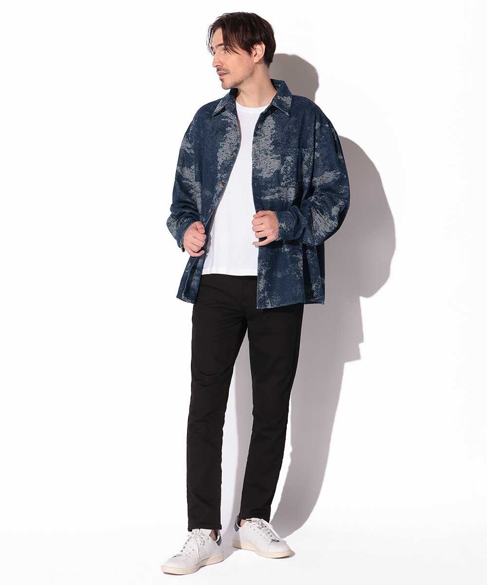クラッシュジャガード デニムシャツジャケット