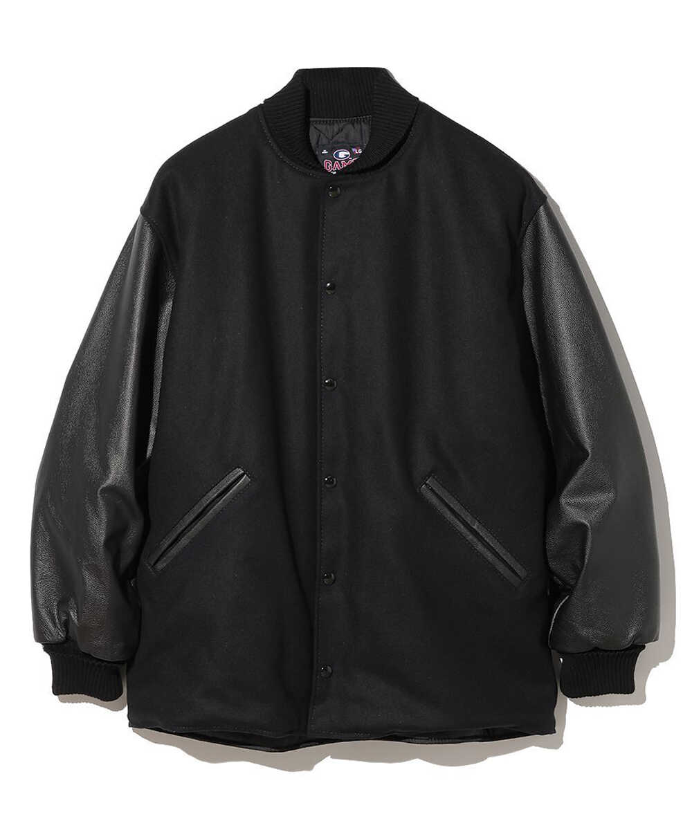 スリーブレザー コーチジャケット風スタジャン