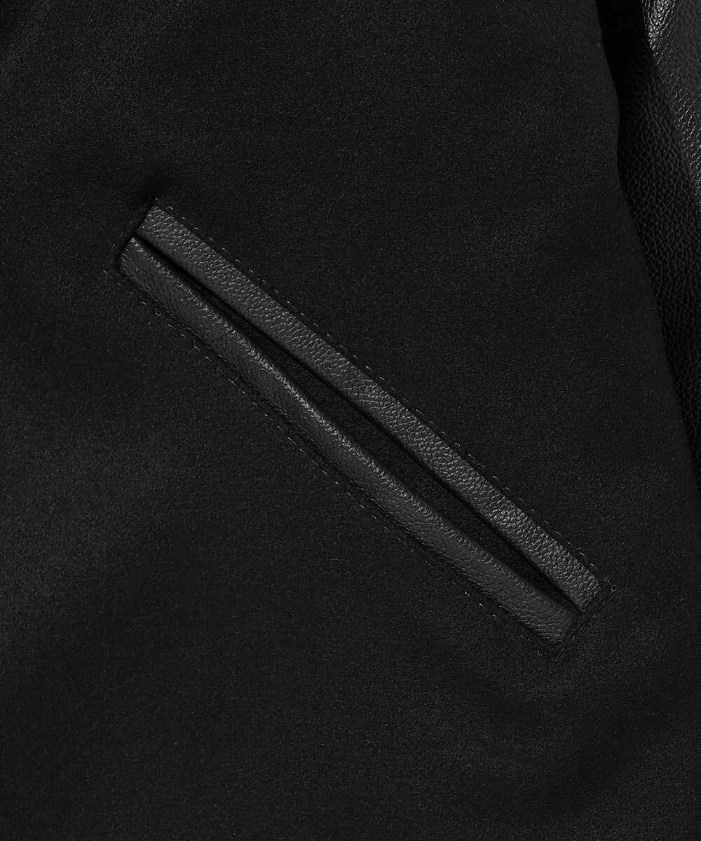 スリーブレザー コーチジャケット風スタジャン