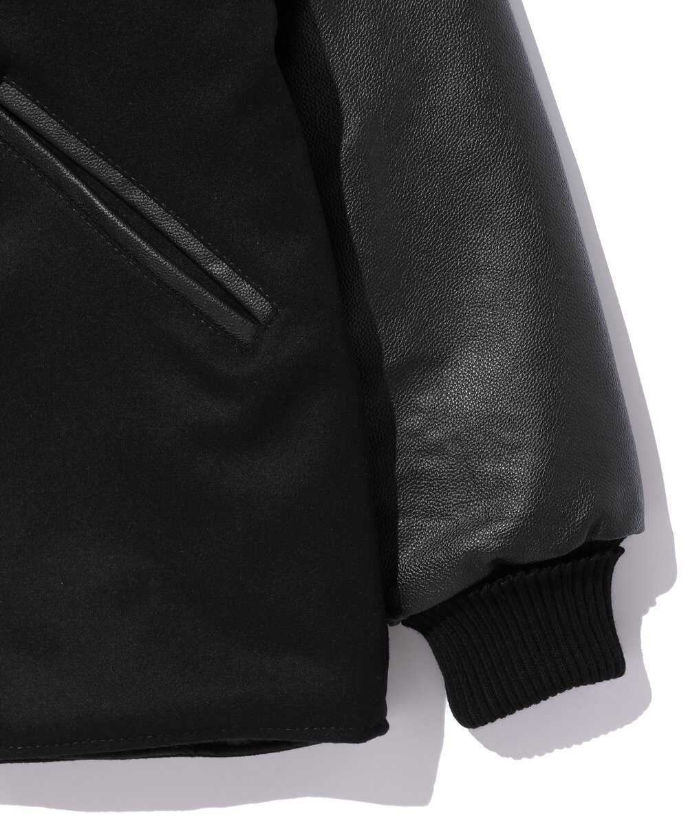 スリーブレザー コーチジャケット風スタジャン