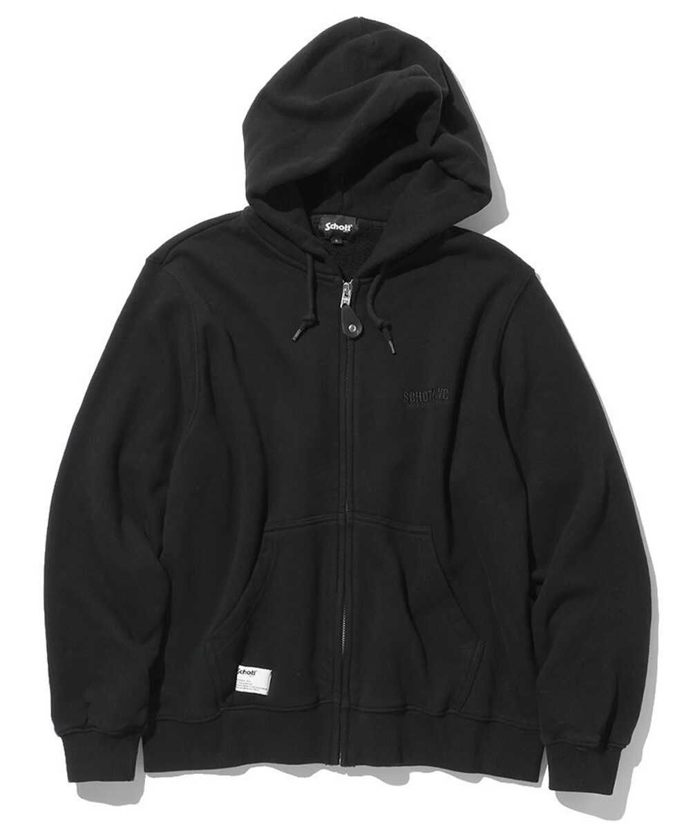 レザーエルボーパッチ付き コットンジップパーカ