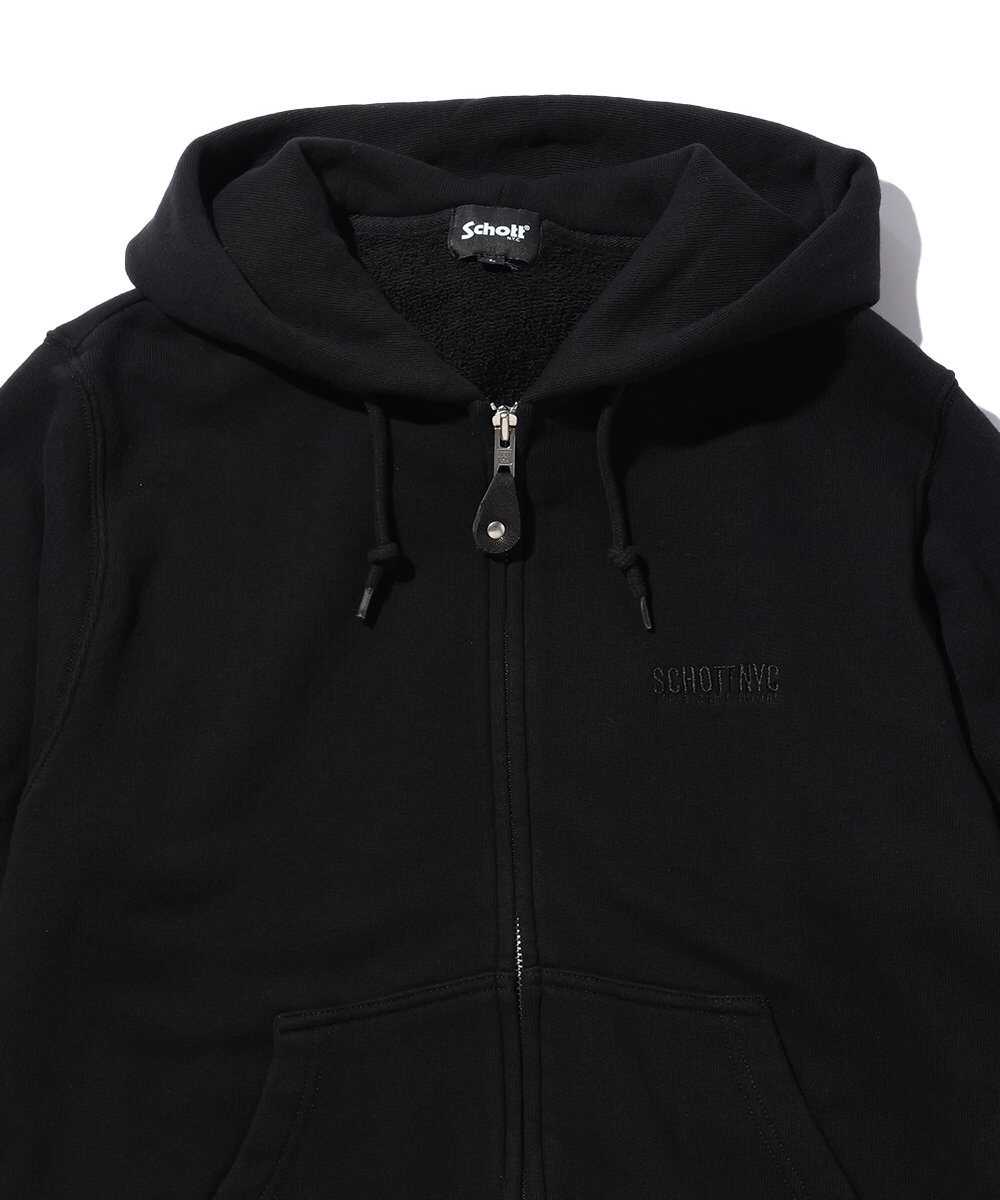 レザーエルボーパッチ付き コットンジップパーカ