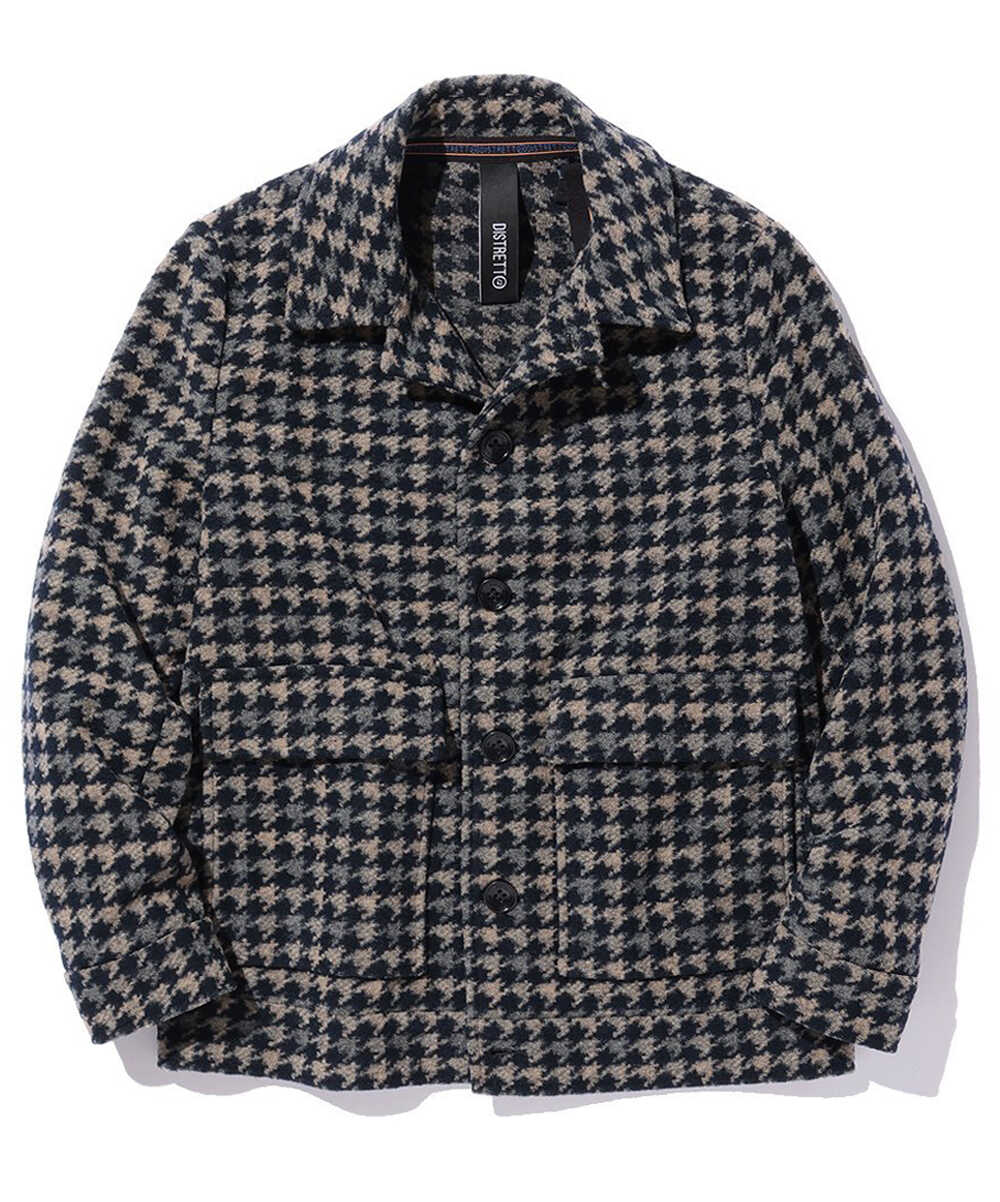 千鳥格子柄 ウール混ブルゾン