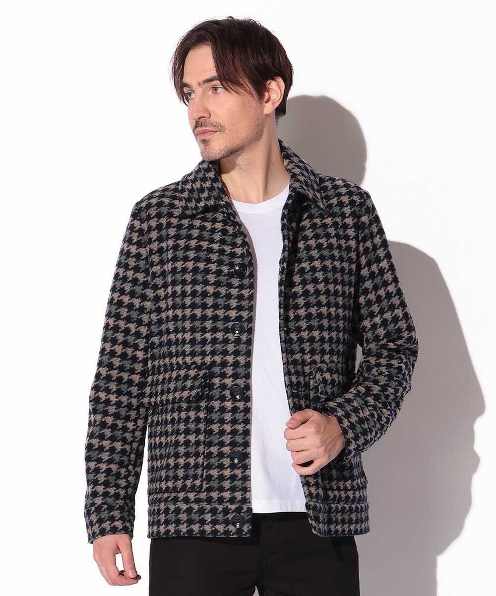 千鳥格子柄 ウール混ブルゾン