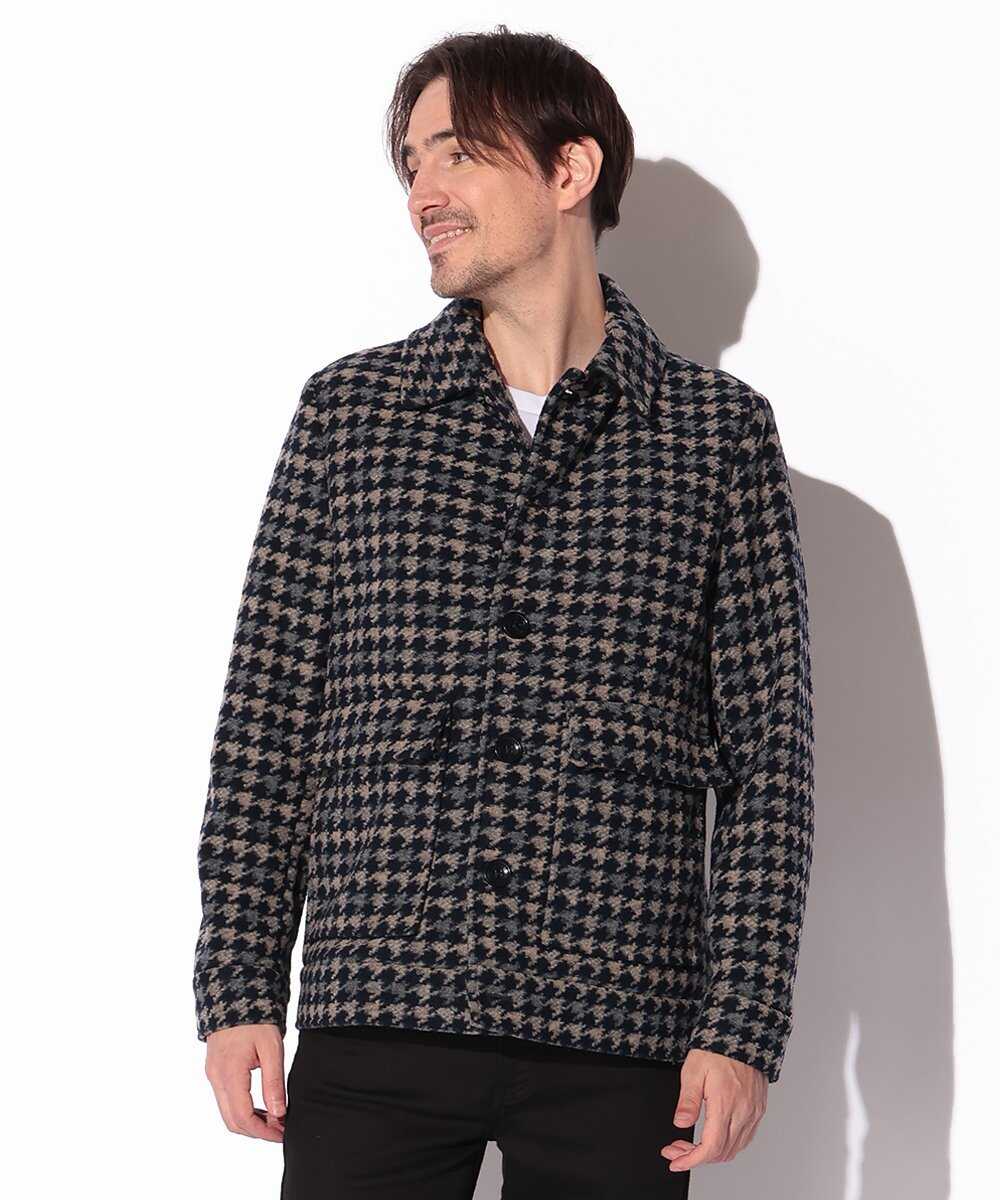 千鳥格子柄 ウール混ブルゾン