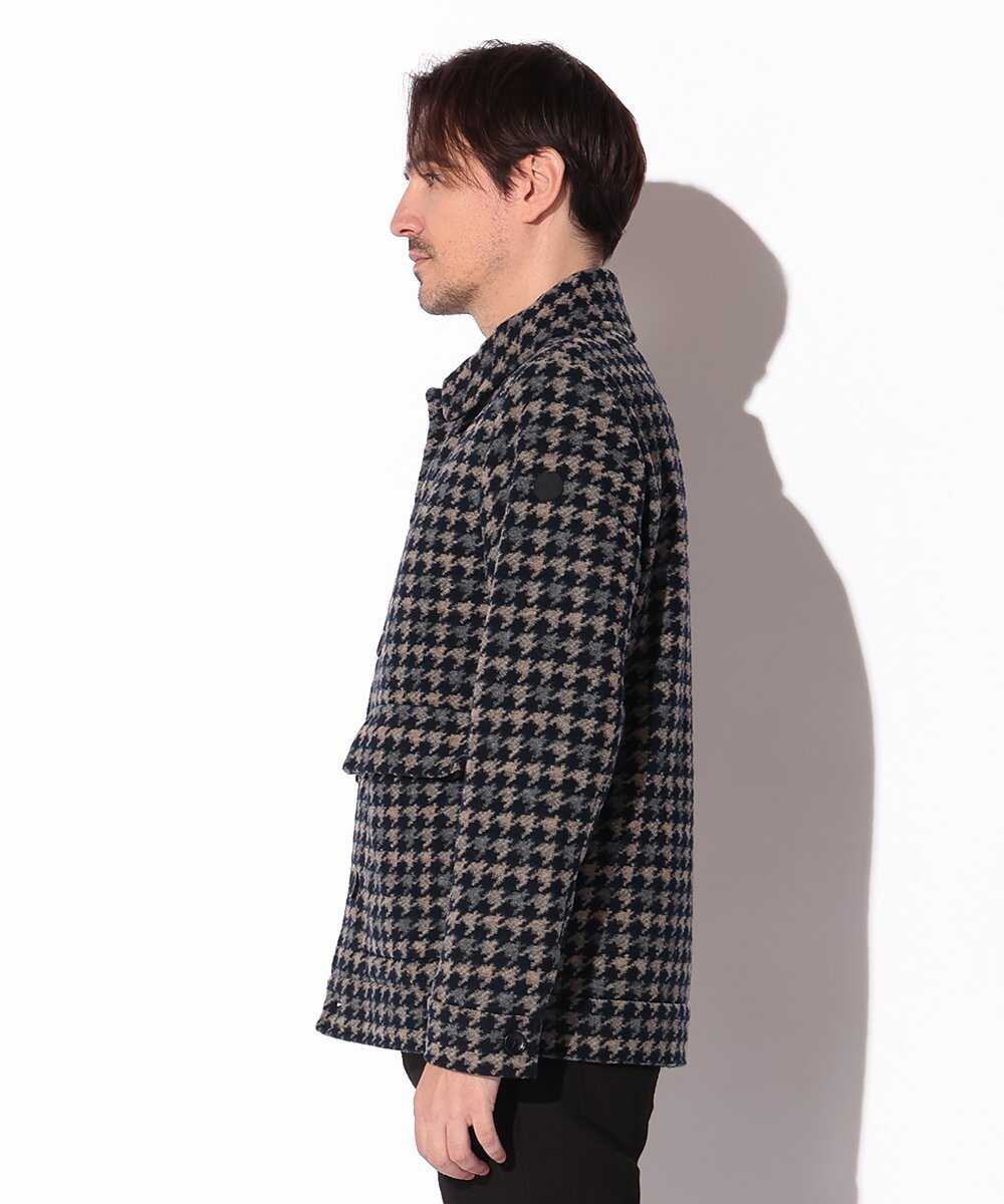 千鳥格子柄 ウール混ブルゾン