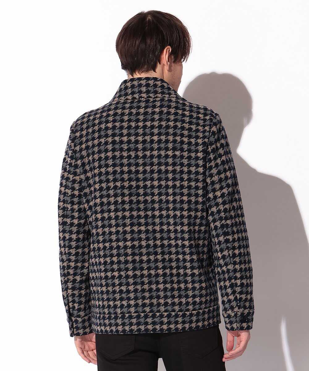 千鳥格子柄 ウール混ブルゾン