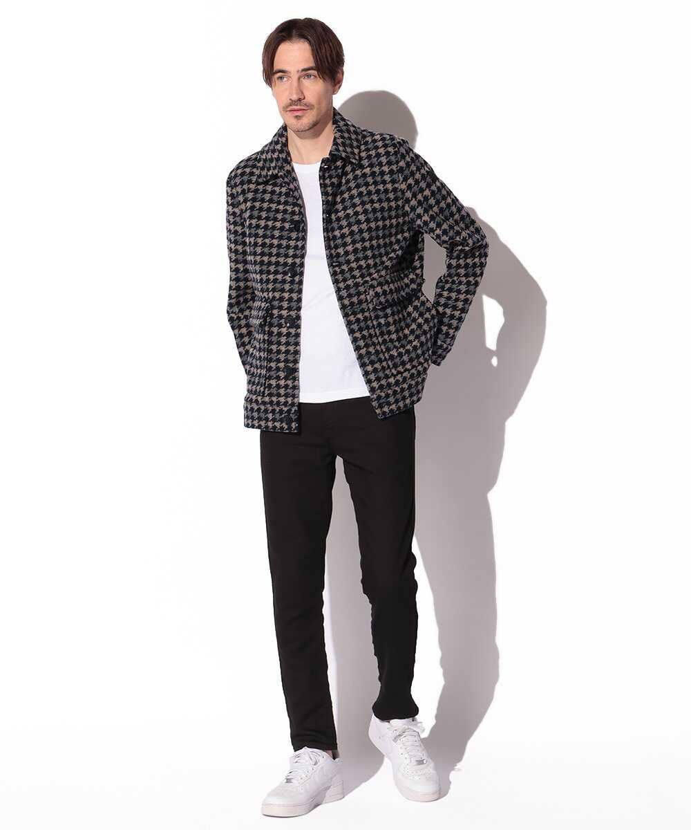 千鳥格子柄 ウール混ブルゾン