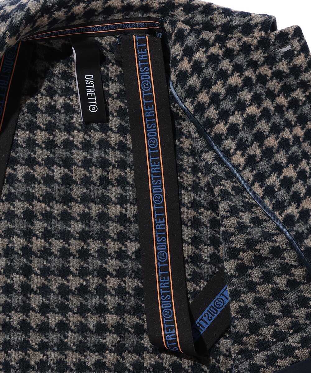 千鳥格子柄 ウール混ブルゾン