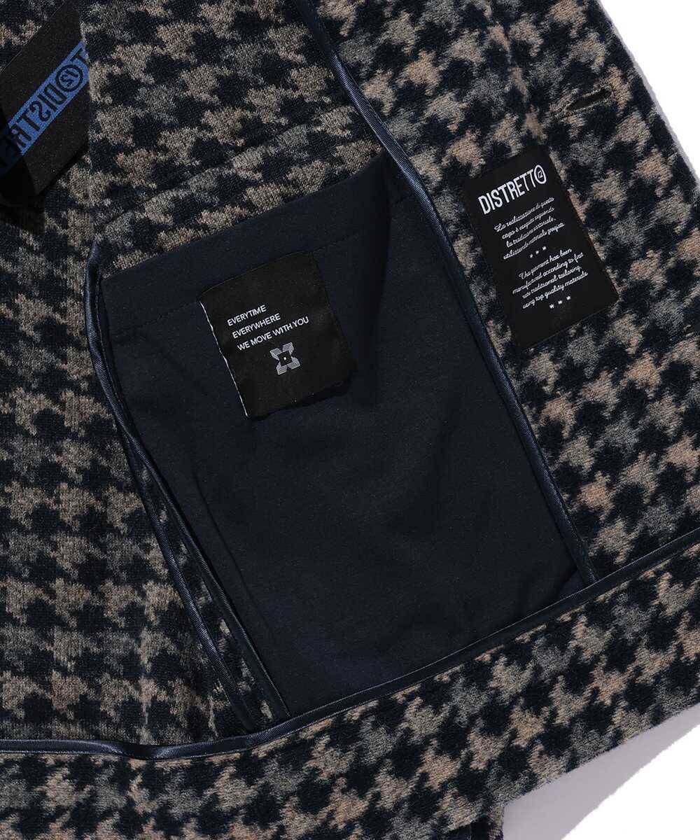 千鳥格子柄 ウール混ブルゾン